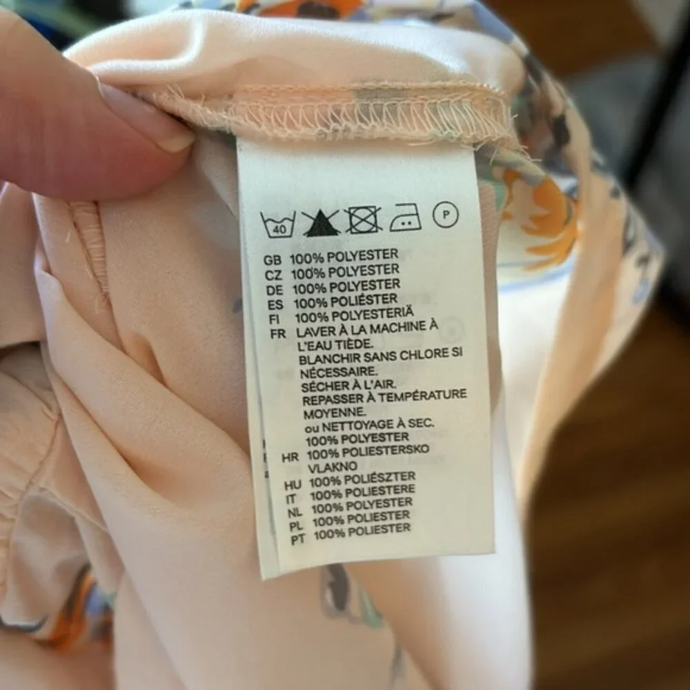 H&M Lightweight Chiffon Floral Dress Pink Sz. XS - Picture 9 of 10